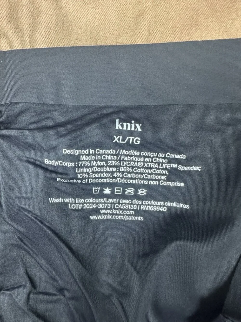 Knix Essential High Rise Thong Underwear Black Size XL Zero Absorbency NWT